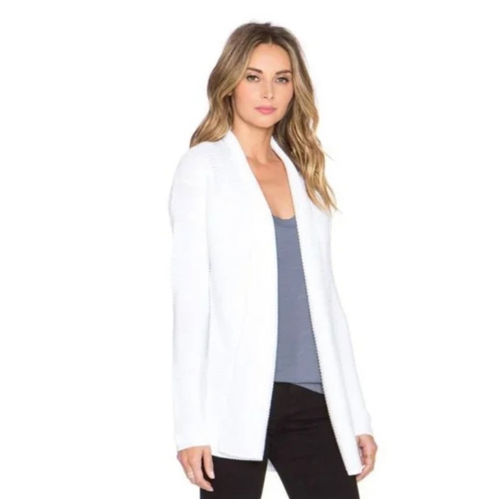 VINCE White Knit Cotton Cardigan Sweater